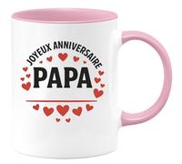 quotedazur - Mug Personnalisé Humour Joyeux Anniversaire Papa Paroles D'Amour Pour Un Cadeau Original Spécial Unique Tasse Célébrer Avec Amour - Rose/Céramique