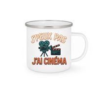 quotedazur - Mug Personnalisé Humour J'Peux Pas J'Ai Cinéma Cadeau Pour Amateurs De Films Idée Originale Tasse Fans Et Gourmands - Blanc/Émaillé