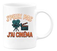 quotedazur - Mug Personnalisé Humour J'Peux Pas J'Ai Cinéma Cadeau Pour Amateurs De Films Idée Originale Tasse Fans Et Gourmands - Blanc/Céramique