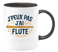 quotedazur - Mug Personnalisé Humour J'Peux Pas, J'Ai Flûte Cadeau Parfait Pour Noël Musicien Passionné Idée Tasse Originale Et Amateur De - Noir/Céramique