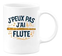 quotedazur - Mug Personnalisé Humour J'Peux Pas, J'Ai Flûte Cadeau Parfait Pour Noël Musicien Passionné Idée Tasse Originale Et Amateur De - Blanc/Céramique