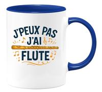 quotedazur - Mug Personnalisé Humour J'Peux Pas, J'Ai Flûte Cadeau Parfait Pour Noël Musicien Passionné Idée Tasse Originale Et Amateur De - Bleu/Céramique