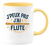 quotedazur - Mug Personnalisé Humour J'Peux Pas, J'Ai Flûte Cadeau Parfait Pour Noël Musicien Passionné Idée Tasse Originale Et Amateur De - Jaune/Céramique