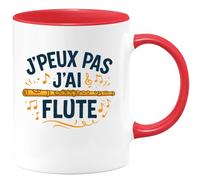 quotedazur - Mug Personnalisé Humour J'Peux Pas, J'Ai Flûte Cadeau Parfait Pour Noël Musicien Passionné Idée Tasse Originale Et Amateur De - Rouge/Céramique