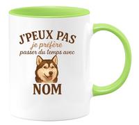 quotedazur - Mug Personnalisé Humour J'Peux Pas, Je Préfère Passer Du Temps Avec Nom, Cadeau Tasse Idéale Idée Originale Sympa Pour Coupine Unique Et Fun - Vert/Céramique
