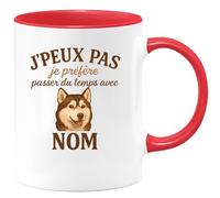 quotedazur - Mug Personnalisé Humour J'Peux Pas, Je Préfère Passer Du Temps Avec Nom, Cadeau Tasse Idéale Idée Originale Sympa Pour Coupine Unique Et Fun - Rouge/Céramique