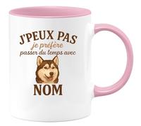 quotedazur - Mug Personnalisé Humour J'Peux Pas, Je Préfère Passer Du Temps Avec Nom, Cadeau Tasse Idéale Idée Originale Sympa Pour Noël Coupine Unique Et Fun - Rose/Céramique
