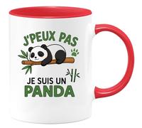 quotedazur - Mug Personnalisé Humour J'Peux Pas, Prénom, Je Suis Un Panda, Cadeaux Amusants En Tasse Idée Cadeau Originale Avec Pandas Pour Fans Et Amoureux Des Animaux - Rouge/Céramique