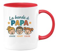 quotedazur - Mug Personnalisé Humour La Bande À Papa Louise Adam Et Chloé, Cadeau Familial Idée Originale Tasse Pour Maman Famille - Rouge/Céramique