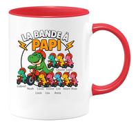 quotedazur - Mug Personnalisé Humour La Bande À Papi Avec Gabriel Noah Lucas Louise Louis Léo Léa Adam Rose Anna Cadeau Original Unique Tasse Pour Grand- Père Prénoms - Rouge/Céramique