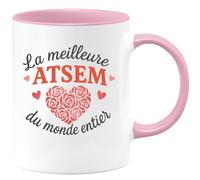 quotedazur - Mug Personnalisé Humour La Meilleure Atsem Du Monde Entier Un Hommage Spécial Et Sincère Cadeau Original Idéal Tasse Unique Pour À Offrir Avec Amour - Rose/Céramique
