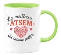 quotedazur - Mug Personnalisé Humour La Meilleure Atsem Du Monde Entier Un Hommage Spécial Et Sincère Cadeau Original Idéal Tasse Unique Pour À Offrir Avec Amour - Vert/Céramique