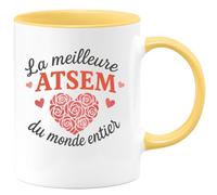 quotedazur - Mug Personnalisé Humour La Meilleure Atsem Du Monde Entier Un Hommage Spécial Et Sincère Cadeau Original Idéal Tasse Unique Pour À Offrir Avec Amour - Jaune/Céramique