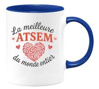 quotedazur - Mug Personnalisé Humour La Meilleure Atsem Du Monde Entier Un Hommage Spécial Et Sincère Cadeau Original Idéal Tasse Unique Pour À Offrir Avec Amour - Bleu/Céramique