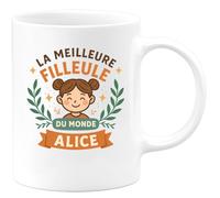 quotedazur - Mug Personnalisé Humour La Meilleure Filleule Du Monde Alice Cadeau Unique Et Spécial Idée Originale Tasse Pour Exceptionnelle - Blanc/Céramique