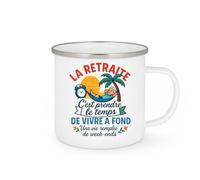 quotedazur - Mug Personnalisé Humour La Retraite, Le Temps De Vivre À Fond Et Savourer Chaque Week- End Cadeau Originale Tasse Pour Profiter Pleinement - Blanc/Émaillé