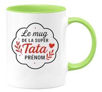 quotedazur - Mug Personnalisé Humour 'La Super Tata' Avec Prénom Cadeau Original Idéal En Tasse Parfait Pour Noël Unique Destinée À Une Spéciale - Vert/Céramique