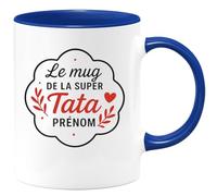 quotedazur - Mug Personnalisé Humour 'La Super Tata' Avec Prénom Cadeau Original Idéal En Tasse Parfait Pour Noël Unique Destinée À Une Spéciale - Bleu/Céramique