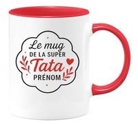 quotedazur - Mug Personnalisé Humour 'La Super Tata' Avec Prénom Cadeau Original Idéal En Tasse Parfait Pour Unique Destinée À Une Spéciale - Rouge/Céramique