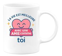 quotedazur - Mug Personnalisé Humour La Vie Est Meilleure Avec Une Amie Précieuse Comme Toi, Un Vrai Trésor Cadeau Parfait Pour Tasse Amitié Originale Et - Blanc/Céramique
