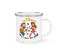 quotedazur - Mug Personnalisé Humour La Vingtaine Et Un Appétit De Loup À Célébrer Avec Gourmandise Tasse Originale Cadeau Parfait Pour Anniversaire - Blanc/Émaillé