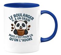 quotedazur - Mug Personnalisé Humour Le Boulanger A Son Grain, C’Est Pour Ça Qu’On L’Adore, Unique Et Drôle Idée Cadeau Noël Originale Tasse Tous Les Amoureux Du Métier - Bleu/Céramique