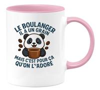 quotedazur - Mug Personnalisé Humour Le Boulanger A Son Grain, C’Est Pour Ça Qu’On L’Adore, Unique Et Drôle Idée Cadeau Noël Homme Originale Tasse Tous Les Amoureux Du Métier - Rose/Céramique
