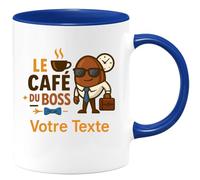 quotedazur - Mug Personnalisé Humour Le Coffé Du Boss Tasse Pour Homme, Cadeau Noël Femme Parfait Original Leader Et Patron - Bleu/Céramique