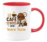 quotedazur - Mug Personnalisé Humour Le Coffé Du Boss Tasse Pour Homme, Cadeau Noël Femme Parfait Original Leader Et Patron - Rouge/Céramique