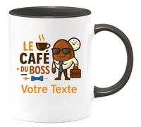 quotedazur - Mug Personnalisé Humour Le Coffé Du Boss Tasse Pour Homme, Cadeau Noël Femme Parfait Original Leader Et Patron - Noir/Céramique