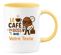 quotedazur - Mug Personnalisé Humour Le Coffé Du Boss Tasse Pour Homme, Cadeau Noël Femme Parfait Original Leader Et Patron - Jaune/Céramique