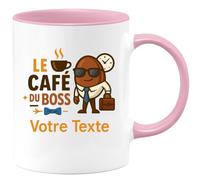 quotedazur - Mug Personnalisé Humour Le Coffé Du Boss Tasse Pour Homme, Cadeau Noël Parfait Original Leader Et Patron - Rose/Céramique