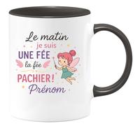 quotedazur - Mug Personnalisé Humour Le Matin, Je Suis Une Fée Magique Cadeau, Tasse Unique Original Pour Femme, Idée Festive Et - Noir/Céramique