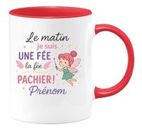quotedazur - Mug Personnalisé Humour Le Matin, Je Suis Une Fée Magique Cadeau, Tasse Unique Original Pour Femme, Idée Festive Et - Rouge/Céramique