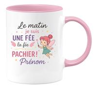 quotedazur - Mug Personnalisé Humour Le Matin, Je Suis Une Fée Magique Cadeau, Tasse Unique Original Pour Femme, Idée Festive Et - Rose/Céramique