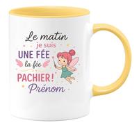 quotedazur - Mug Personnalisé Humour Le Matin, Je Suis Une Fée Magique Cadeau, Tasse Unique Original Pour Femme, Idée Festive Et - Jaune/Céramique