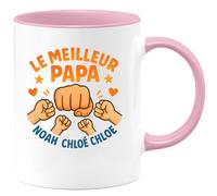 quotedazur - Mug Personnalisé Humour Le Meilleur Papa Noah, Chloé, Arthur Cadeau Original Unique Pour Lui Parfait Tasse Homme Et Spécial - Rose/Céramique