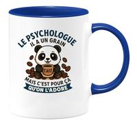quotedazur - Mug Personnalisé Humour Le Psychologue, Un Grain Qu'On Adore Cadeau Original Et Drôle Idéal Pour Tasse Originale Collection - Bleu/Céramique