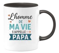 quotedazur - Mug Personnalisé Humour L'Homme De Ma Vie, C'Est Mon Papa Un Hommage Tendre Et Unique Idée Cadeau Originale Tasse Pour Noël Attention Spéciale Futur Anniversaire - Noir/Céramique