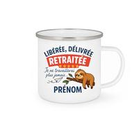 quotedazur - Mug Personnalisé Humour Libérée, Délivrée, Retraitée, Je Ne Travaillerai Plus Jamais... Prénom Cadeau Tasse Pour Noël Femme Originale Et - Blanc/Émaillé
