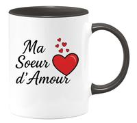 quotedazur - Mug Personnalisé Humour Ma Soeur D'Amour Tasse Cadeau Original Pour Une Chérie Idéal Noël Tendre Et Attentionnée - Noir/Céramique