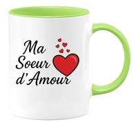 quotedazur - Mug Personnalisé Humour Ma Soeur D'Amour Tasse Cadeau Original Pour Une Chérie Idéal Noël Tendre Et Attentionnée - Vert/Céramique