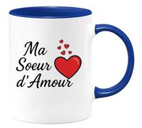 quotedazur - Mug Personnalisé Humour Ma Soeur D'Amour Tasse Cadeau Original Pour Une Chérie Idéal Noël Tendre Et Attentionnée - Bleu/Céramique