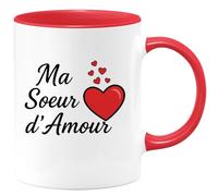 quotedazur - Mug Personnalisé Humour Ma Soeur D'Amour Tasse Cadeau Original Pour Une Chérie Idéal Noël Tendre Et Attentionnée - Rouge/Céramique