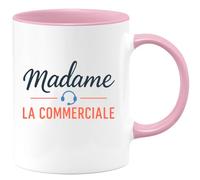 quotedazur - Mug Personnalisé Humour Madame La Commerciale Tasse Drôle Et Élégante Idée Cadeau Originale Humoristique Pour Noël Femme - Rose/Céramique