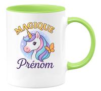 quotedazur - Mug Personnalisé Humour Magique Avec Prénom Cadeau Esprit Et Unique Original Tasse Pour Noël Énergie Positive - Vert/Céramique