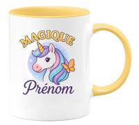 quotedazur - Mug Personnalisé Humour Magique Avec Prénom Cadeau Esprit Et Unique Original Tasse Pour Noël Énergie Positive - Jaune/Céramique