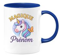 quotedazur - Mug Personnalisé Humour Magique Avec Prénom Cadeau Esprit Et Unique Original Tasse Pour Noël Énergie Positive - Bleu/Céramique