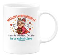 quotedazur - Mug Personnalisé Humour Maman Exceptionnelle, Mamie Extraordinaire Tu Es Notre Trésor Tasse Fête Des Grand-Mères, Annonce Grossesse, Cadeau Original Anniversaire Noël - Blanc/Céramique
