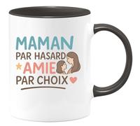 quotedazur - Mug Personnalisé Humour Maman Par Hasard, Amie Choix Cadeau Tendre Et Sincère Idée Originale Tasse Pour Noël Fidèle Future Anniversaire Fête Des Mères Annonce Naissance - Noir/Céramique